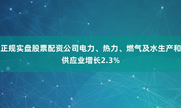 正规实盘股票配资公司电力、热力、燃气及水生产和供应业增长2.3%