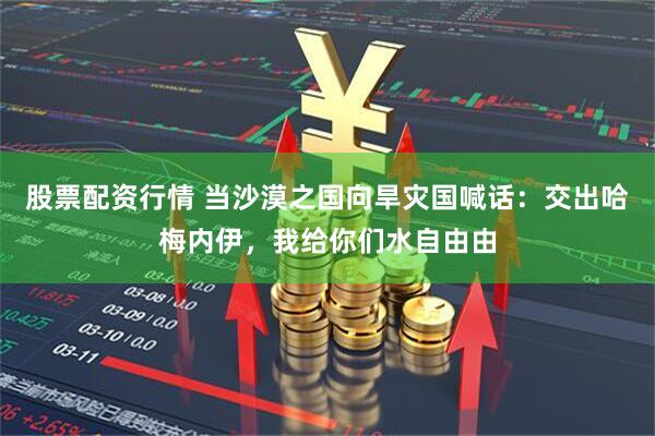 股票配资行情 当沙漠之国向旱灾国喊话：交出哈梅内伊，我给你们水自由由