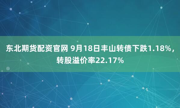 东北期货配资官网 9月18日丰山转债下跌1.18%，转股溢价率22.17%